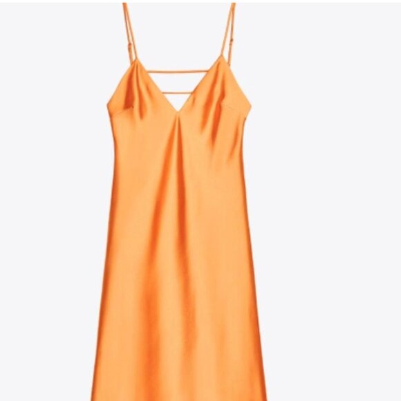Zara Orange Satin Maxi Dress - Picture 1 of 12